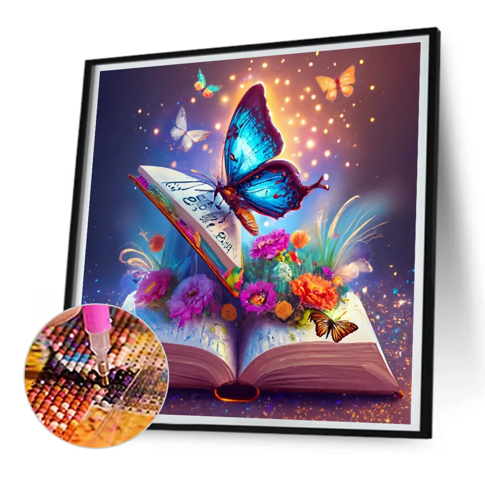 Diamond Painting - Full Round Drill - Colorful Butterfly(Canvas|30*30cm)
