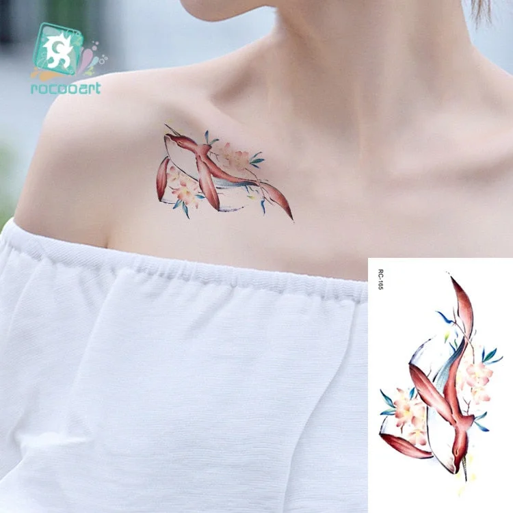 Rocooart Animal Waterproof Temporary Tattoo Sticker Flamingo Cat Fox Tatoo Body Art Women New Fake Taty Tatuaje Cute Small Tatto