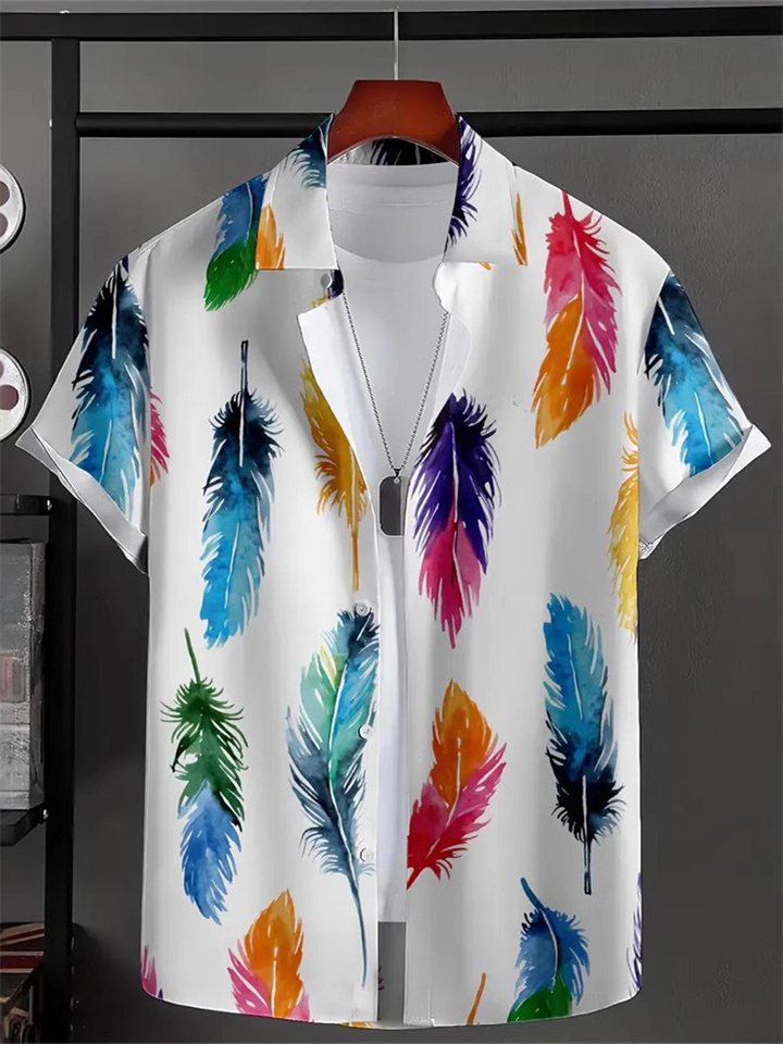 New Summer New Fashion Men's Short-sleeved Printed Shirt Cardigan Shirt