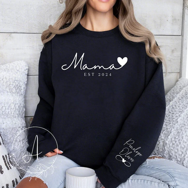 Mom,Thanks For Your Endless Love-Custom Minimalist Mama Sweatshirt with Kids Names,Best Gift For Mom