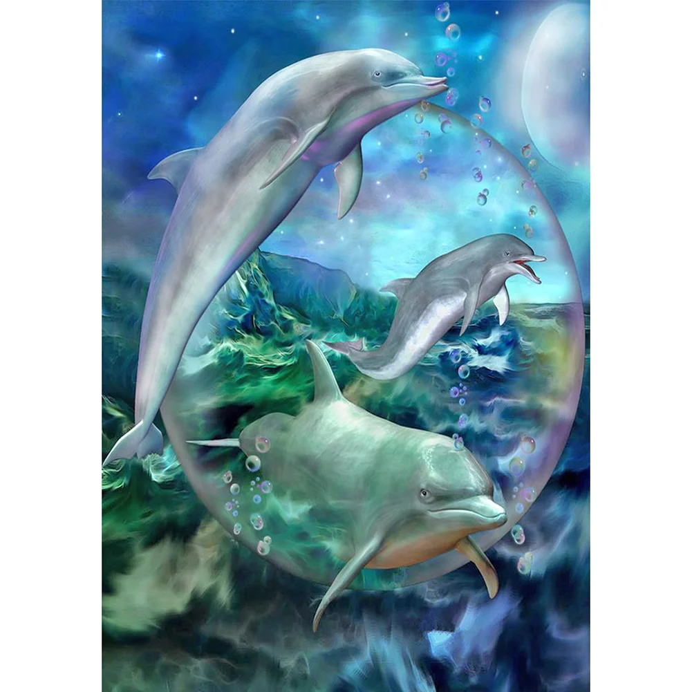Diamond Painting - Full Round/Square Drill - Dolphin(30*40 - 50*60cm)