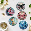 8pcs Butterfly DIY Diamond Painting Coasters Kits with Holder Wooden Coaster