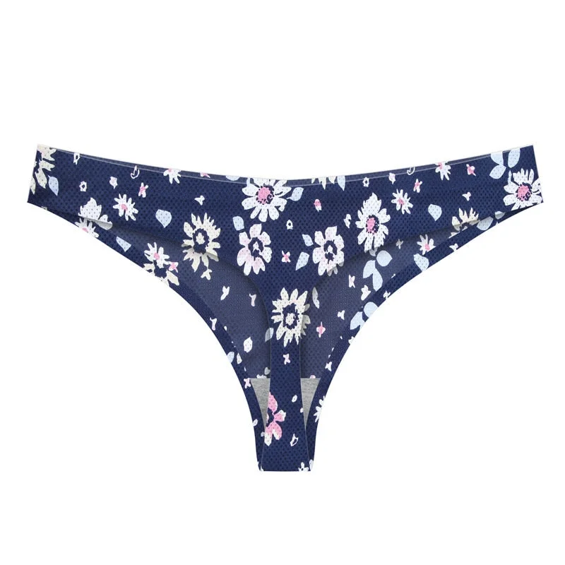 Meet'r Women Sexy Flowers Lingerie Temptation Low-waist Panties Thong Sameless Breathable Underwear Female G String Intimates