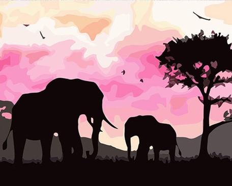 

Two Elephants – Paint By Numbers - 40*50CM, 501 Original