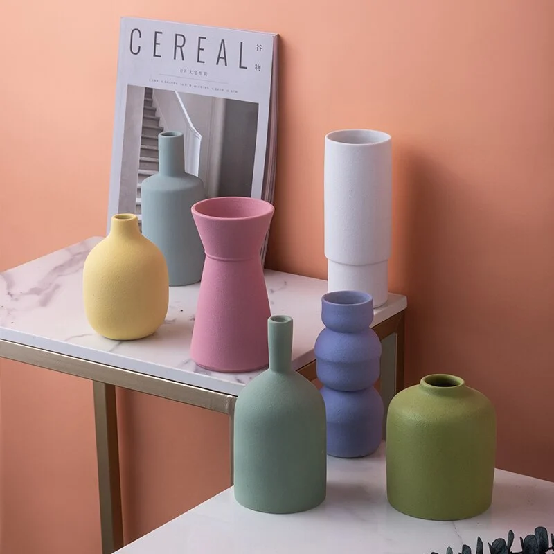 Modern Decorative Vase Nordic Morandi Ceramic Vase Dried Flower Decorative Vase Living Room Bedroom Desktop Docer Home Vase Gift