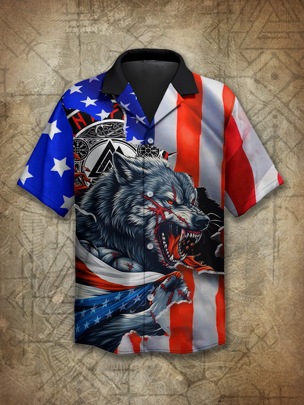 Viking American Patriot Wolf Spirit Power Heritage Hawaiian Shirt / Rvogue / Rvogue