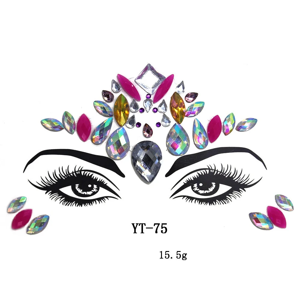 Facial Rhinestone Natural Resin Face Sticker Rhinestone Tattoo Makeup Party Christmas Party Face Decoration Makeup Stickers