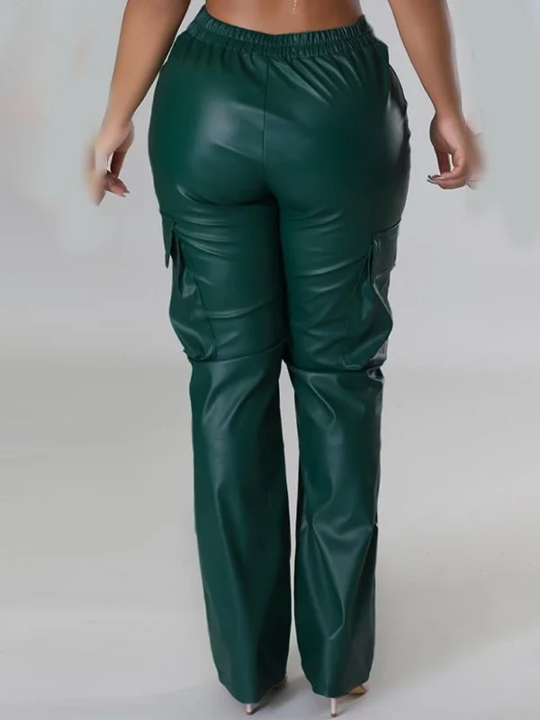 faux leather cargo trousers