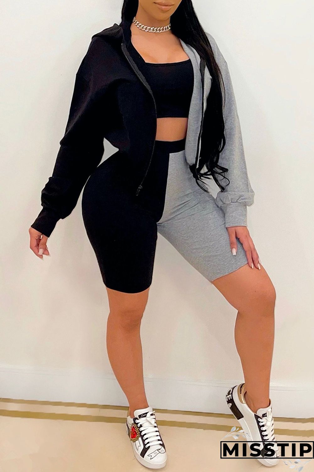 Orange Fashion Casual Patchwork Basic Hooded Collar Long Sleeve Three-piece Set