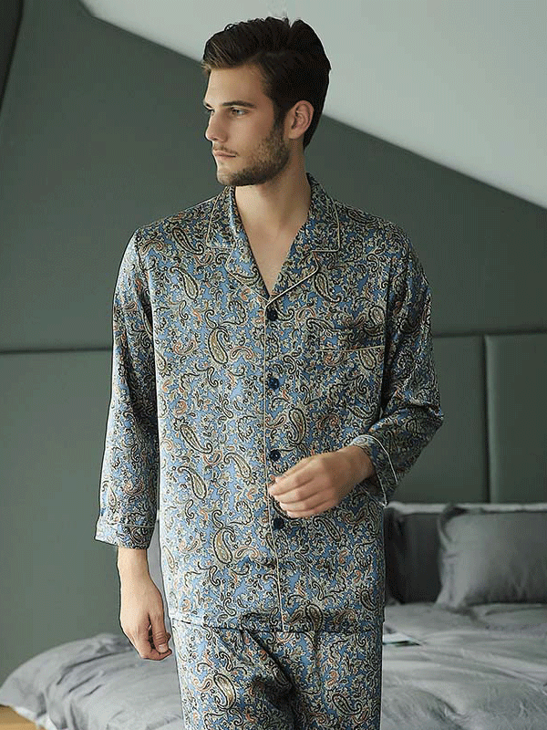 22 Momme Two Piece Silk Pajamas For Men