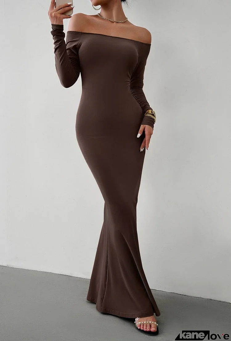 Off-Shoulder Long Sleeve Maxi Dress