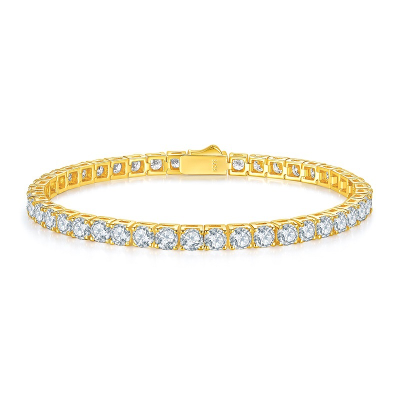 Moissanite Tennis Bracelet 3mm Yellow Gold
