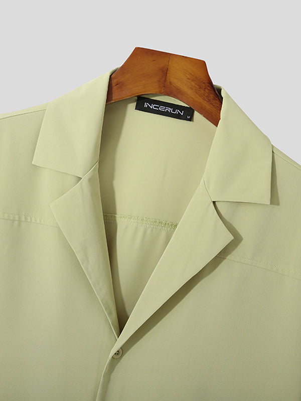 Aonga - Mens Light Breathable Solid Color Revere ShirtJ aonga