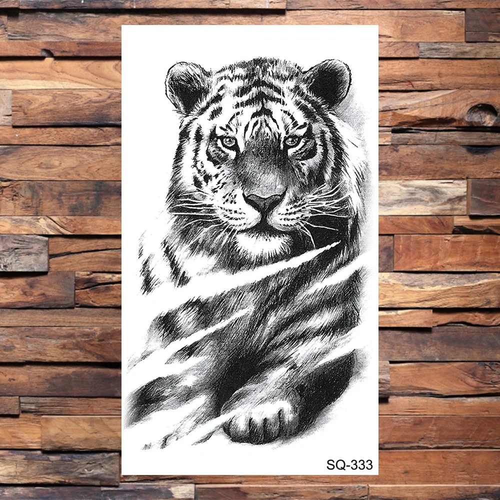 Skull Temporary Tattoos For Adults Men Realistic Tiger Lion Forest Praying Tatoos Vampire Snake Fake Tattoo Sticker Body Leg