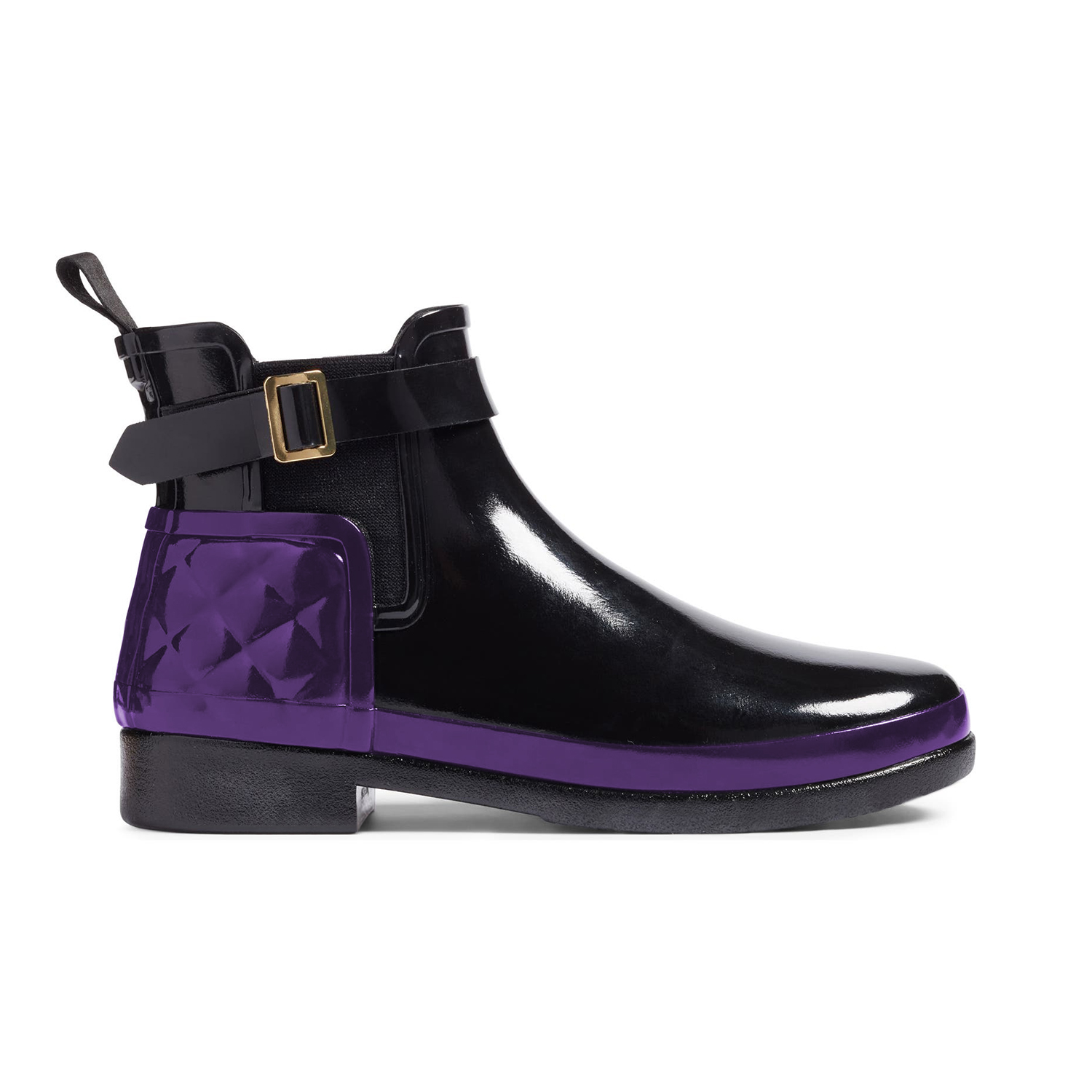 TAAFO Purple Chelsea Boots Women Low Chunky Heels Round Toe Long Booties Lady Work Daily Elastic Buckle 