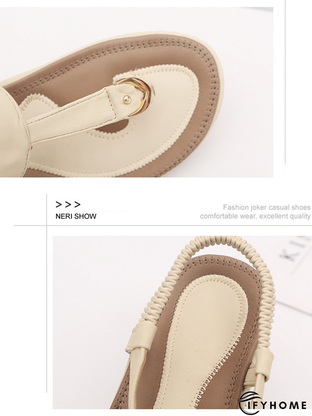 Women's Beach Metal Buckle Trim Flip-On Sandals | IFYHOME