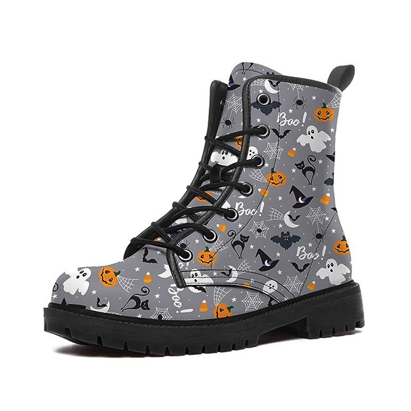 Halloween combat boots lace up cartoon printed cute work boots