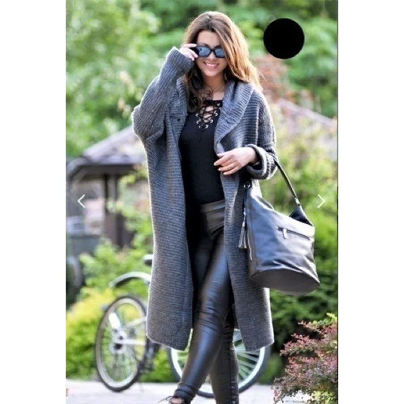 Uveng Uveng Fashion Autumn And Winter Knit With Hat Cardigan A Row Of Buttons Long Coat Trench Coat Women's Sweater Women's Clothing