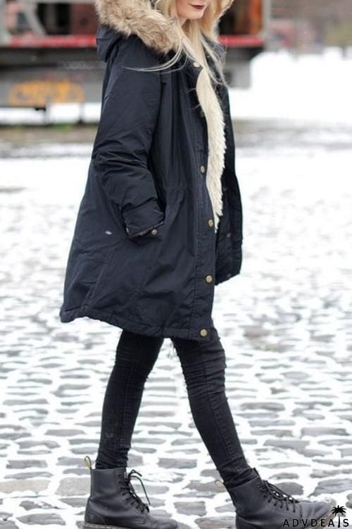 Fuzzu Drawstring Parka Coat