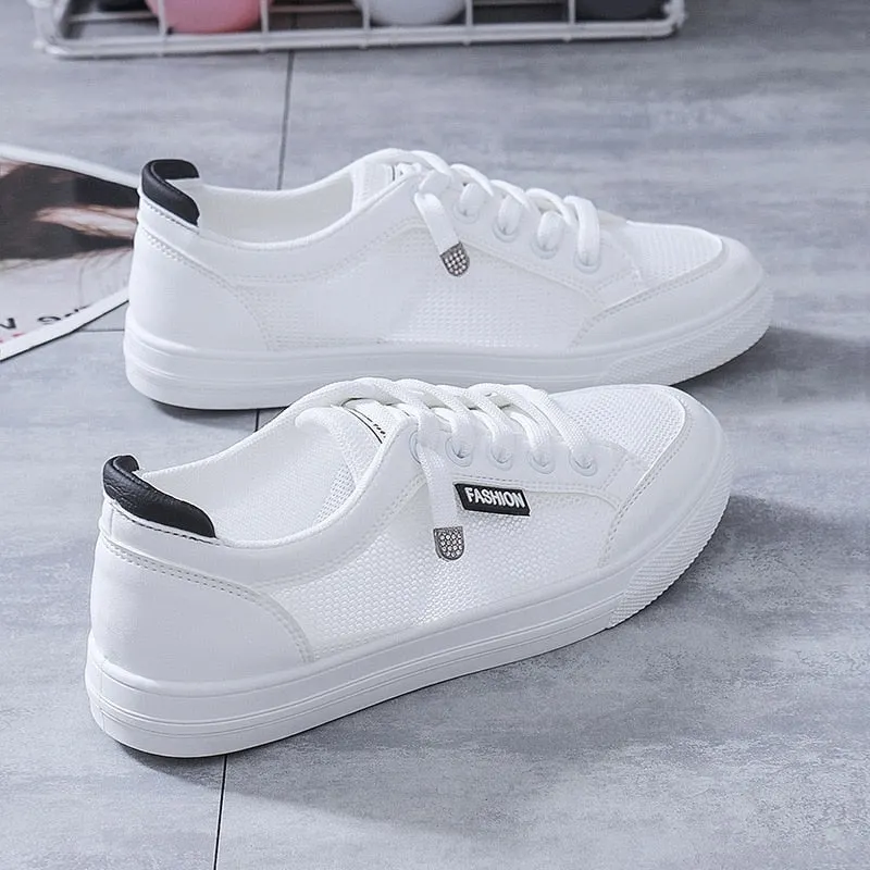 White Sneakers Women Summer Mesh Breathable Vulcanize Shoes Outdoor Walking Flats Female Spring Casual Shoes Chaussure Femme