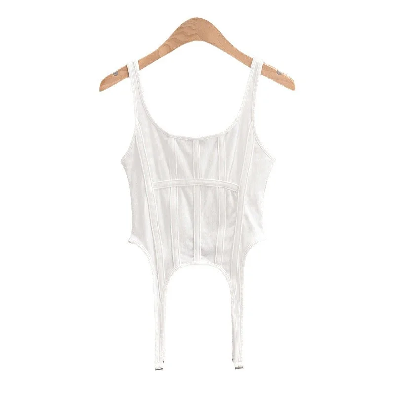 Brownm Brownm Fishbone Harness Hook Vest Female 2023 New Ins Design Sense Slim U Collar Short Top Tide