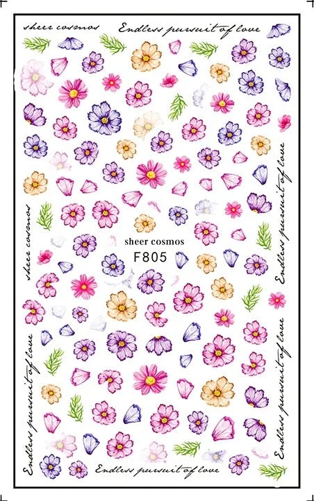 3D Flowers Charms Nail Art Decoration Stickers Geometry Leaf Floral Decorations Nail Design Gel Polish Summer Decals Wraps-Nail Inspo