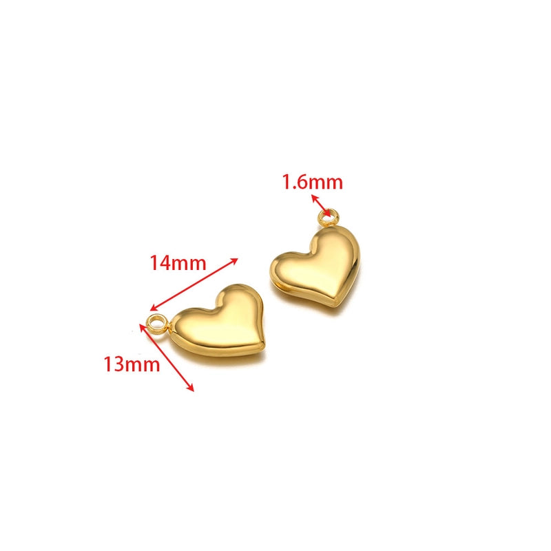 5 PCS/Package 14*17mm 304 Stainless Steel Heart Shape Pendant Jewelry Accessories