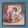 Diamond Painting-DIY Full Round Drill Feather Letter B
