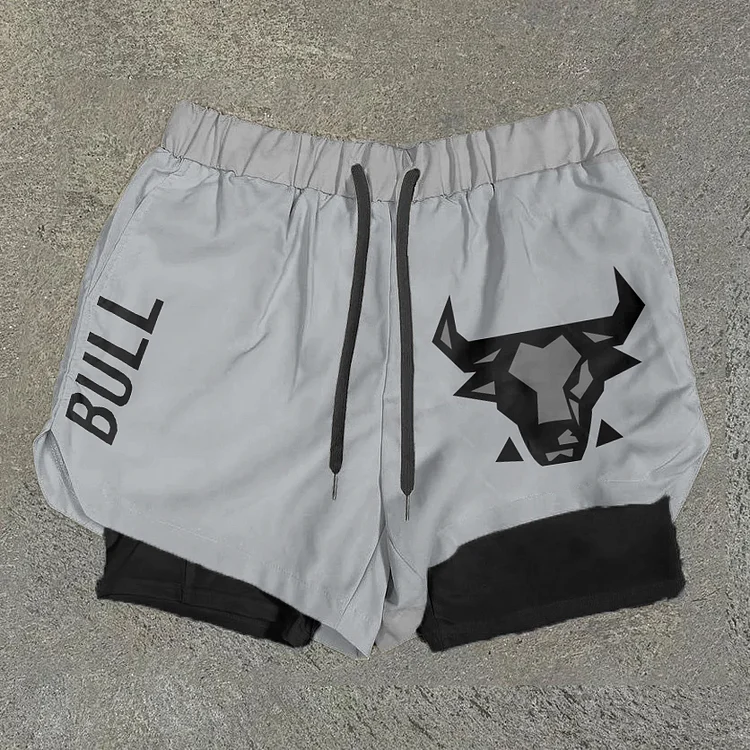 Bull Shorts Mesh Double Layer Men's Gym Shorts