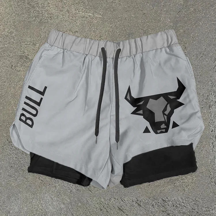 Sopula Bull Shorts Mesh Double Layer Men's Gym Shorts