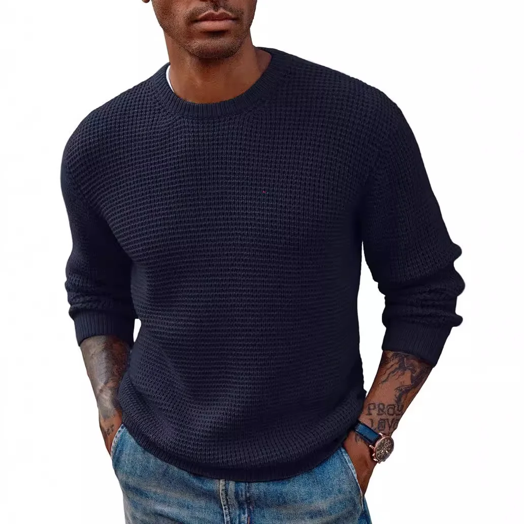 Uveng Uveng Solid Color Round Neck Sweater Jumper Sweater Men's Long Sleeve Jumper Sweater Top