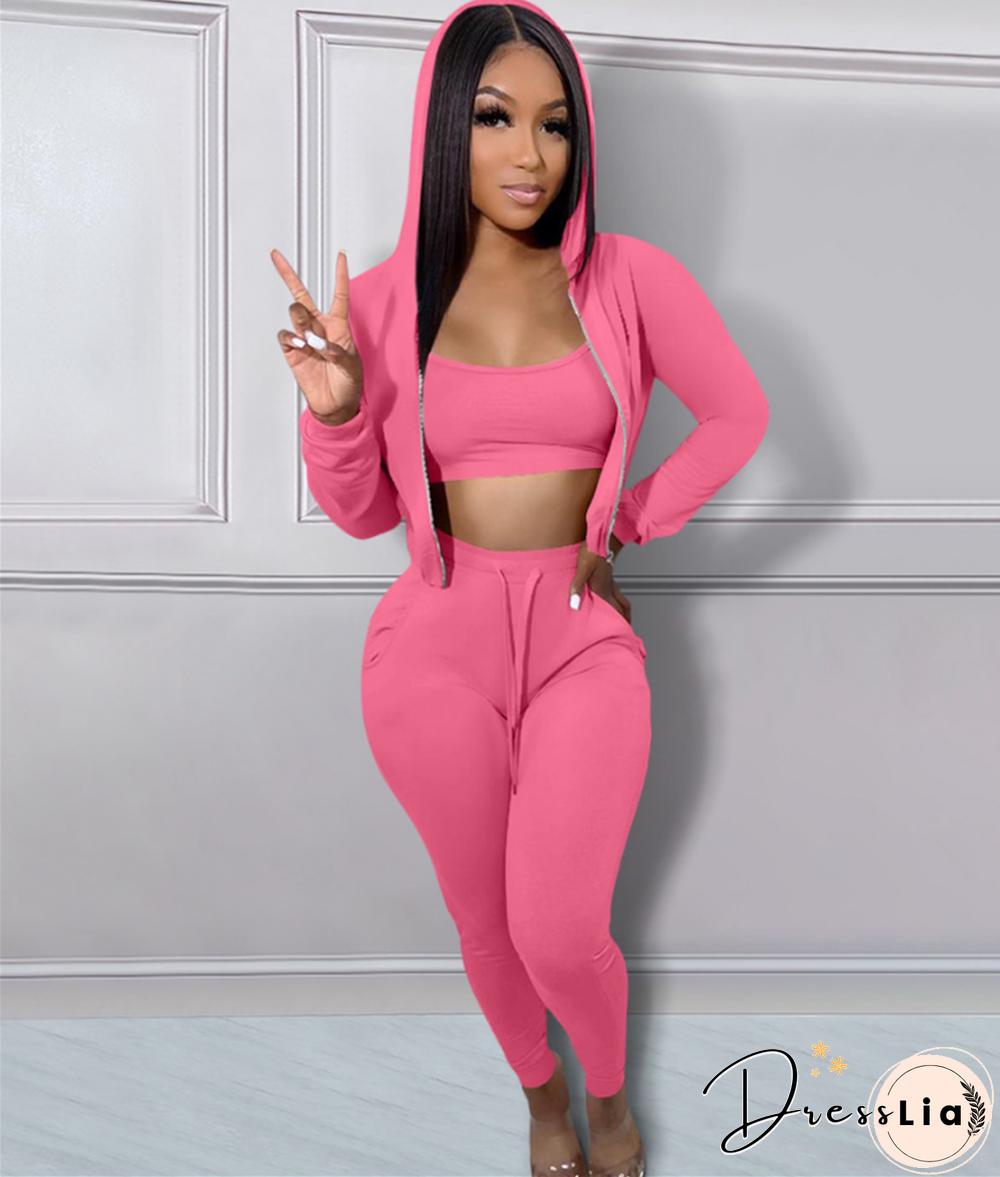 Hoodie Jackets with Tank and Jogger Pants Sweatsuit