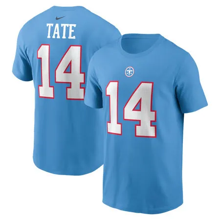 Men's Tennessee Titans #14 Carnell Tate Nike Light Blue Name & Number T-Shirt