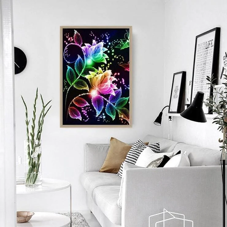 Diamond Painting - Partial Round Drill - Colorful Fantasy Flower(30*40cm)