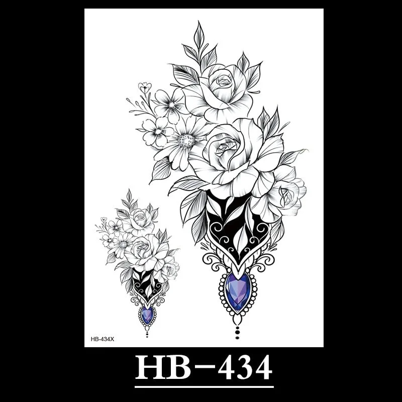 New Temporary Tattoos for Women Flower Sketch Tattoo Stickers Black and White Arm Art Snake Stickers Waterproof and Sweat Tattoo