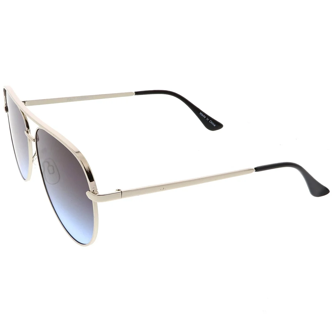 Premium Oversize Metal Aviator glasses With Colored Flat Lens And Crossbar 60mm