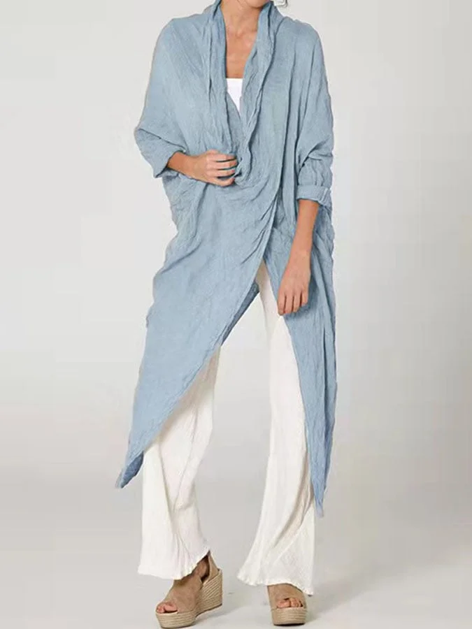 Cotton And Linen Slit Shirt
