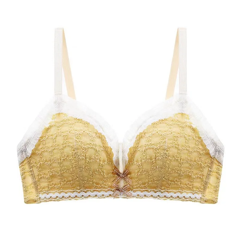 Japanese Style Cotton Bra Briefs Set Sexy Lace Bra Fashion Push Up Brassiere Seamless Comfort Panties Female Sexy  Lingerie Set