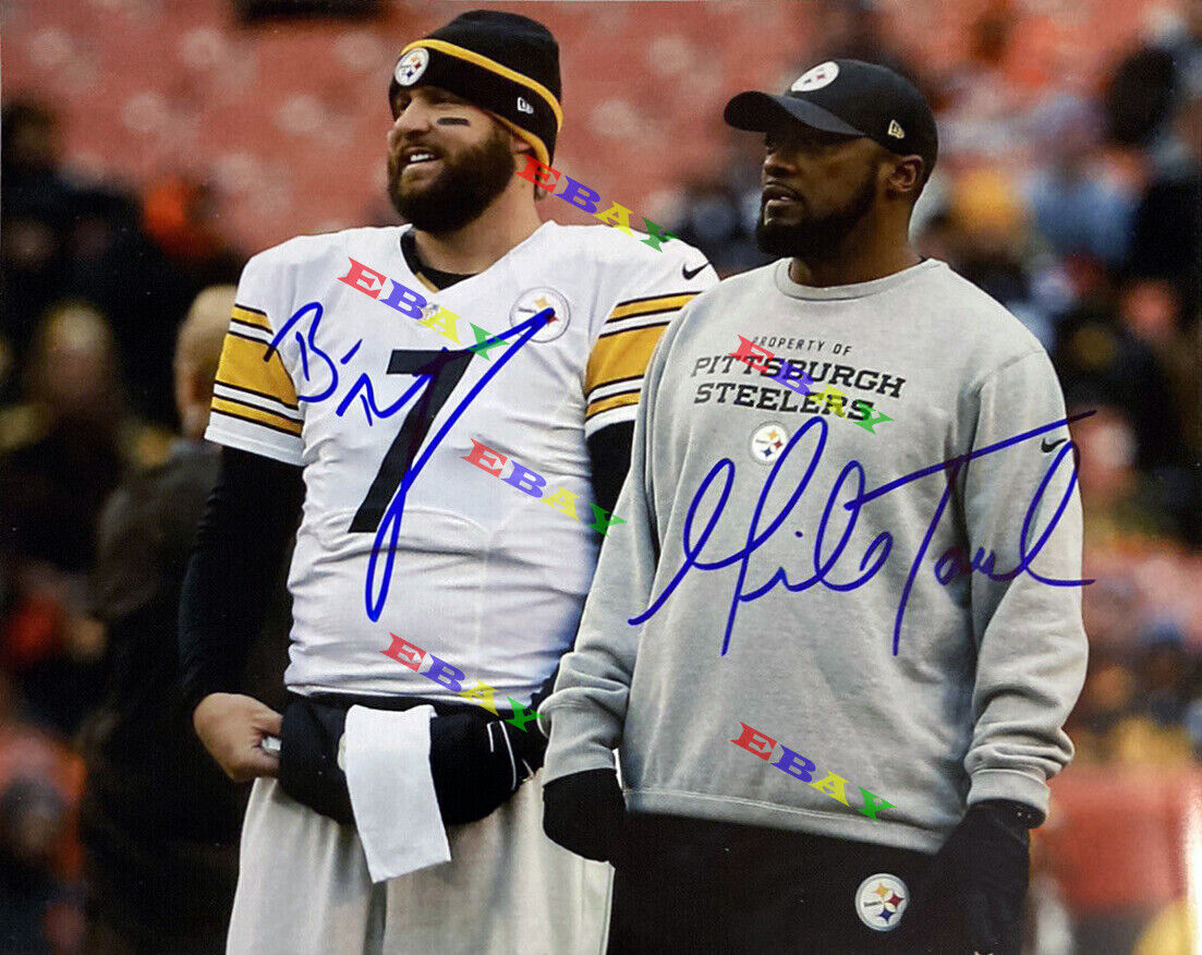 Ben Roethlisberger Mike Tomlin Pittsburgh Signed Autographed 8x10 Photo Poster painting Reprint