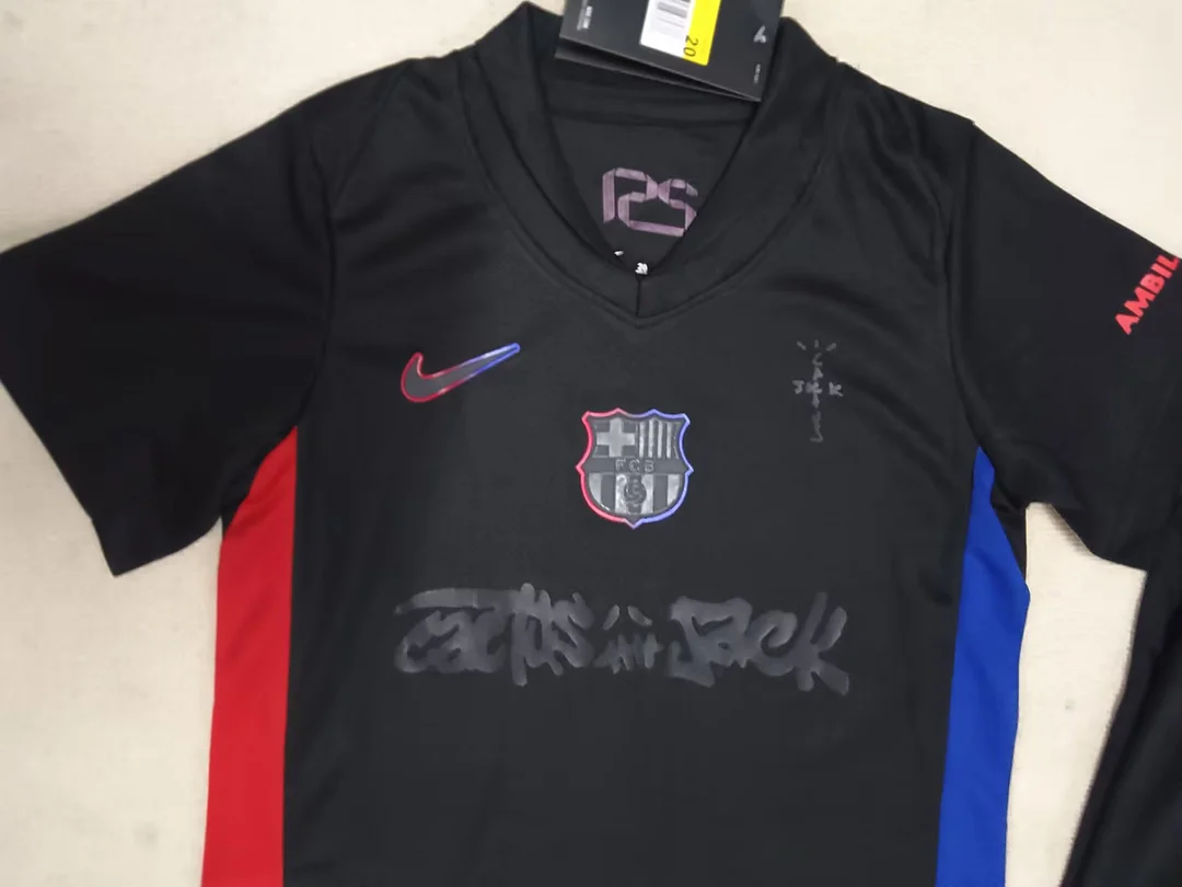 24/25 Barcelona Away Sponsor Kids Kit Football Jersey Thai Quality
