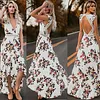 Sexy dress sleeveless V-neck print irregular long dress