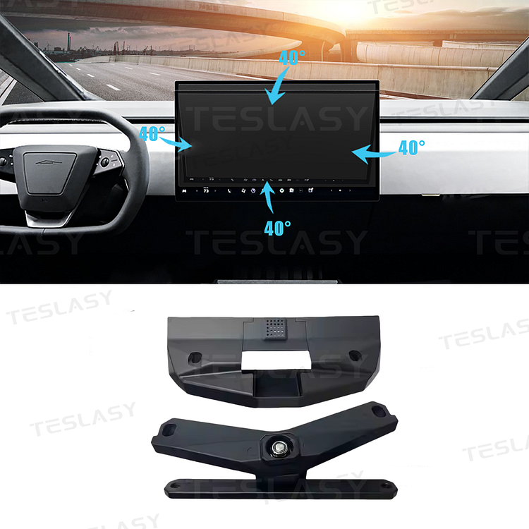 TESLASY Tesla Cybertruck Center Console Dashboard Touch Screen Swivel Mount kit 4-Way Rotating Adjustment