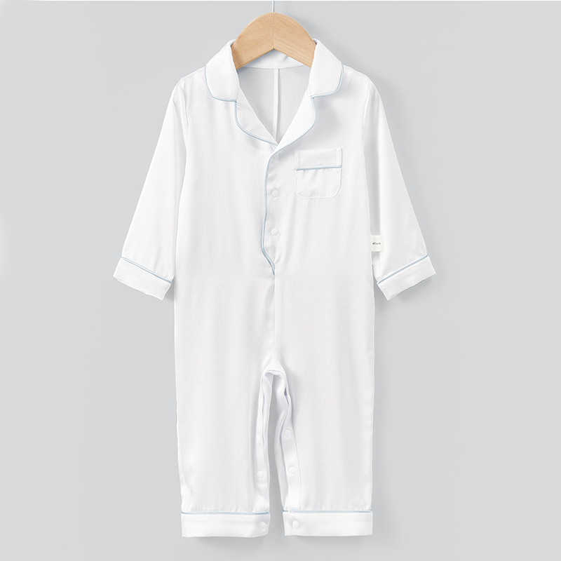 100 Silk Baby Onesies Long Sleeve White Silk Pajamas