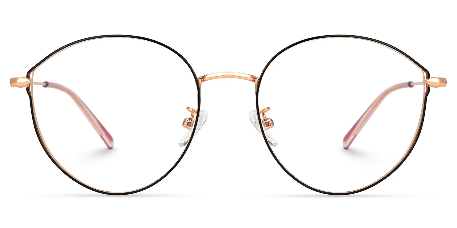Riordan Schwarz-Gold Rund Brille  Schwarz-Gold
