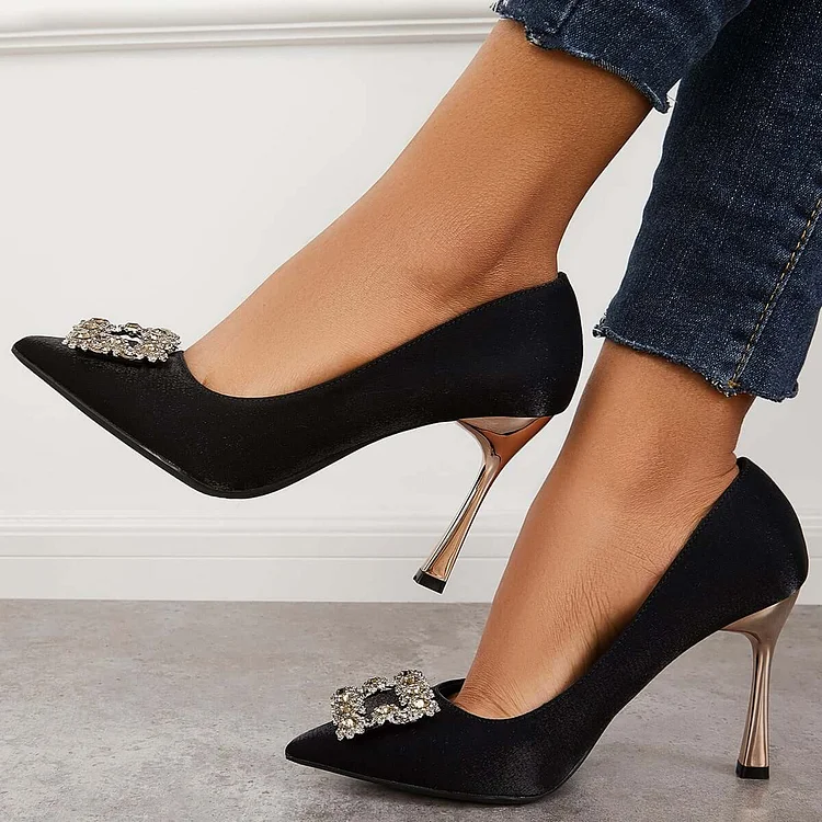 Suede Pointed Toe Stiletto High Heels Slip-on Dress Pumps