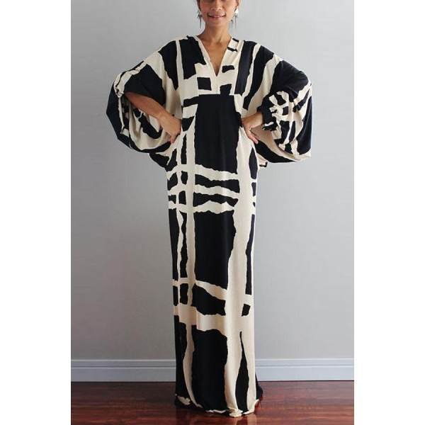 Plus Size Women Sexy V Neck Batwing Sleeve Long Dress Casual Loose Party Prom Dresses - Shop Trendy Women's Fashion | TeeYours