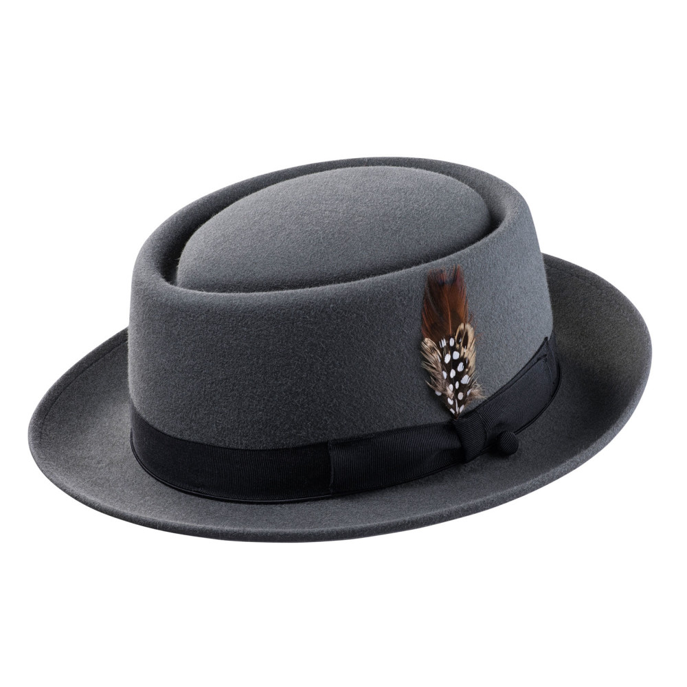 Porkpie Oak Hat-Steel Grey Hatbor