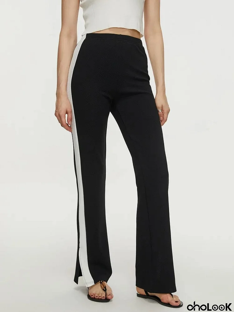 Contrast Slit Long Pants