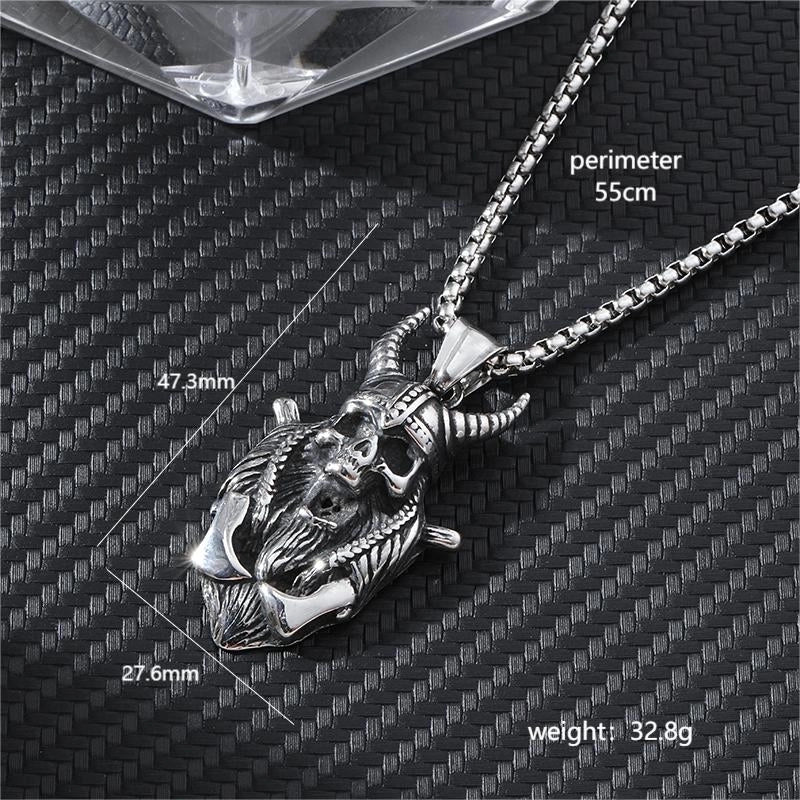 Hip-Hop Cross Anchor Skull Stainless Steel Carving Halloween Men’s Pendant Necklace