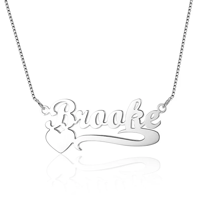 Custom Name Necklace with Heart Cute Personalized Name Chain Rose Gold Unique Gift For Her